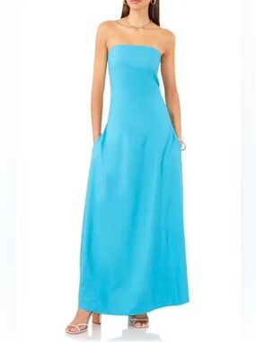 1. State Strapless Linen Maxi Dress